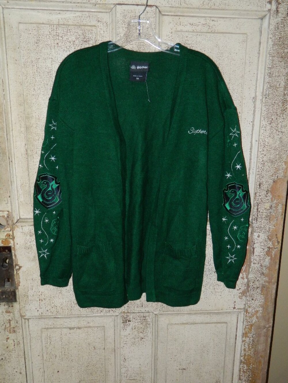 Harry Potter Wizarding World Slytherin Cardigan Sweater Sz S (WW-32)